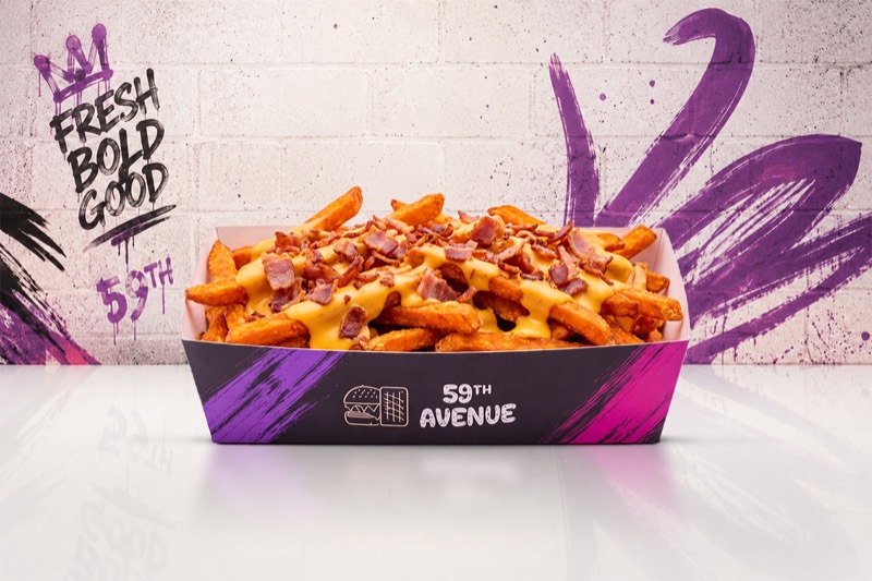 Frites patate douce cheddar bacon